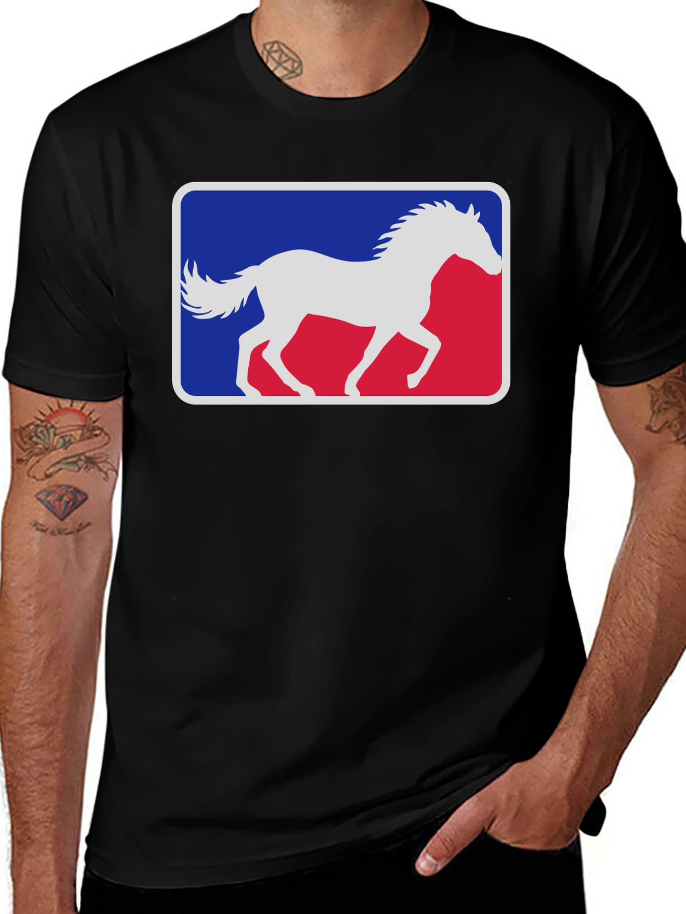 Variant 4 of Horse Logo Graphic Tee - Men's Black T-Shirt