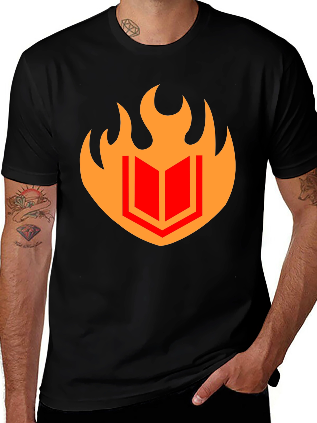 Variant 3 of Fiery Book Graphic Tee - Black Cotton T-Shirt