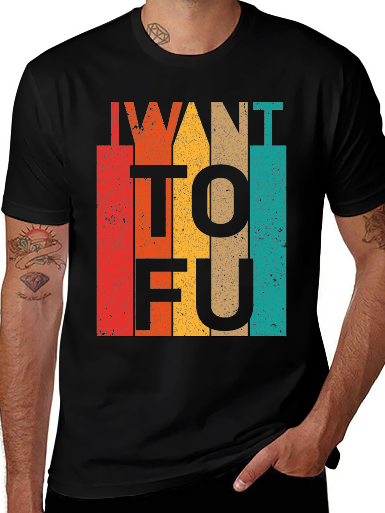 Variant 2 of Retro I Want Tofu Shirt Vegan Vegetarian Tee