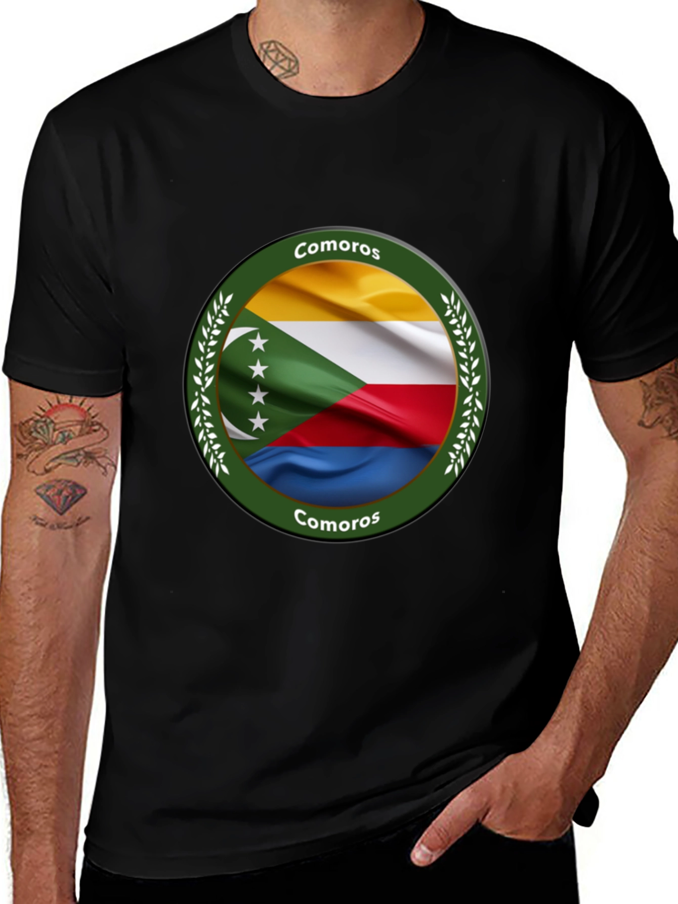 Variant 15 of Comoros Flag Graphic T-Shirt - Island Pride Tee