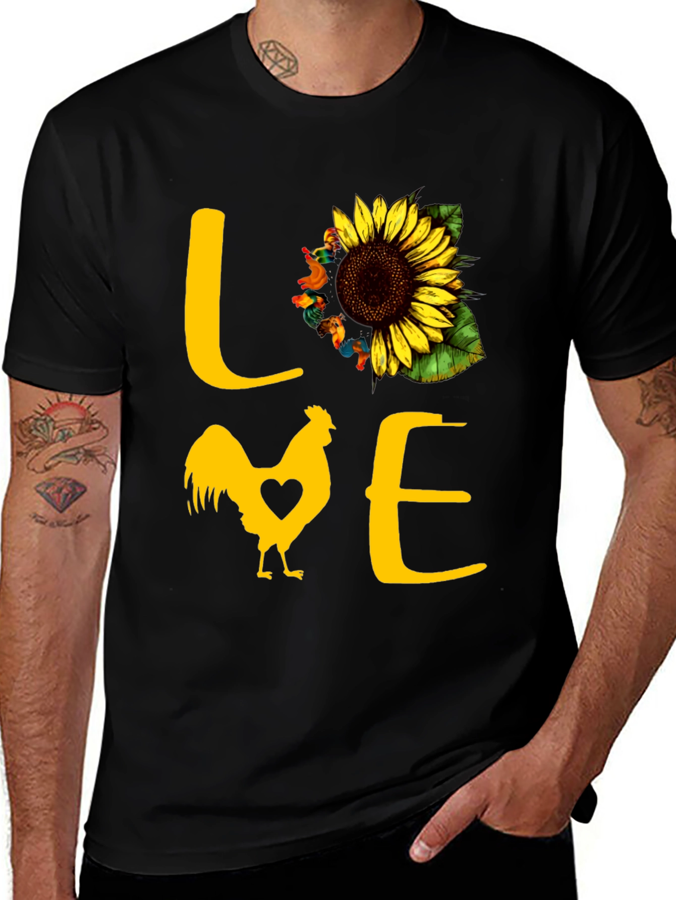 Variant 4 of Love Chickens Sunflower T-Shirt