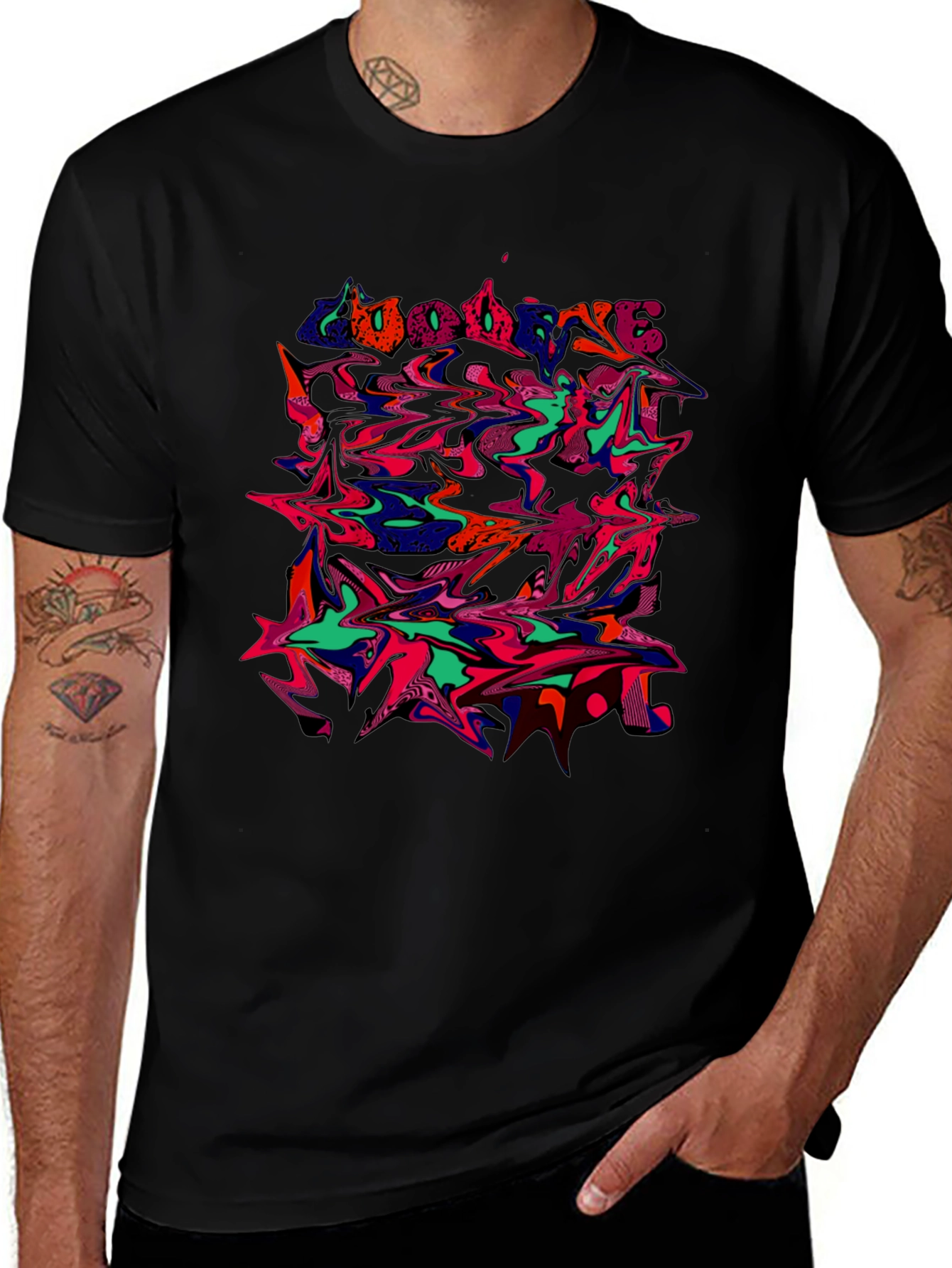 Variant 2 of Abstract Graphic Print Men's Black T-Shirt