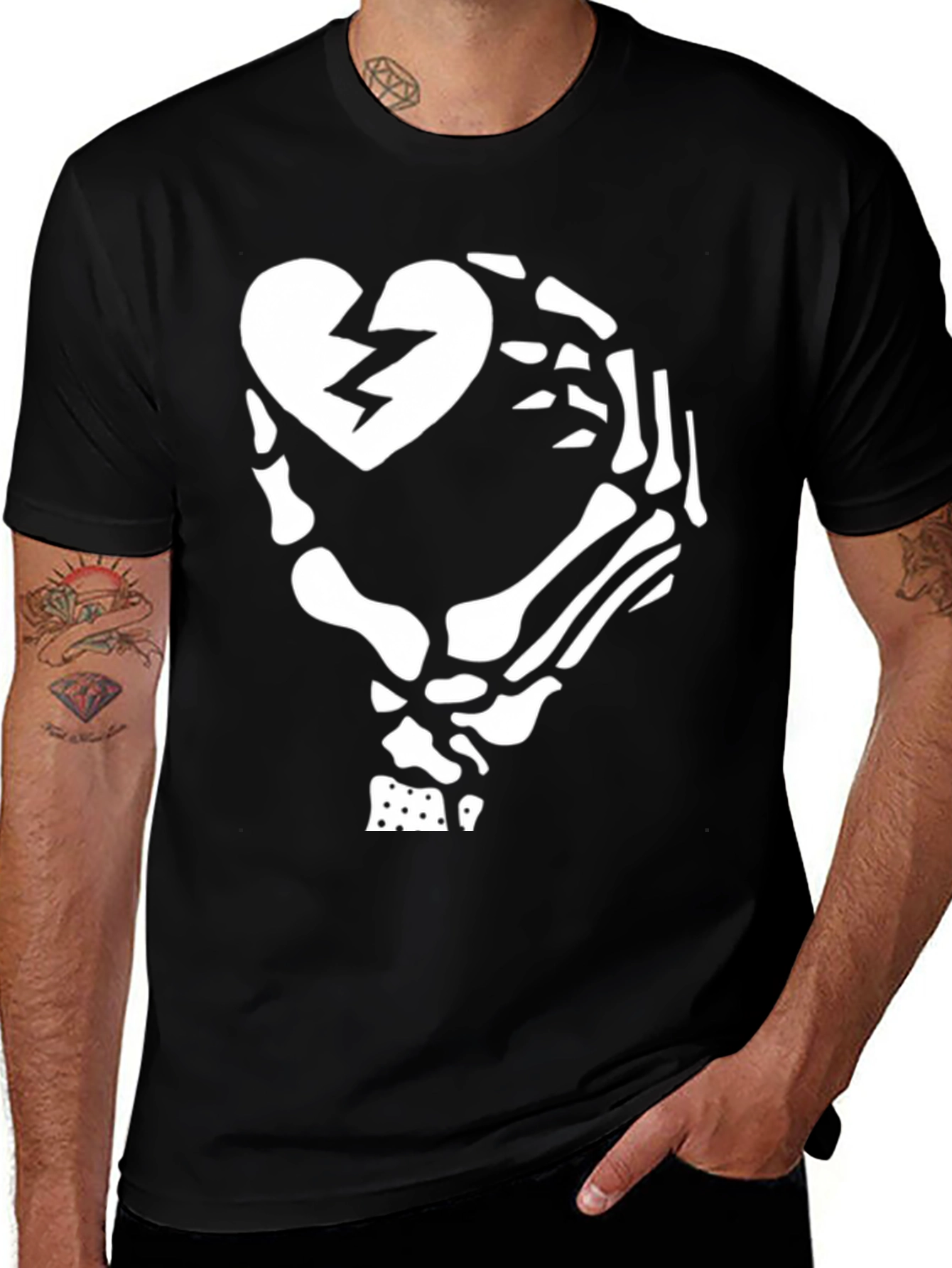 Variant 17 of Skeleton Hand Broken Heart Graphic T-Shirt