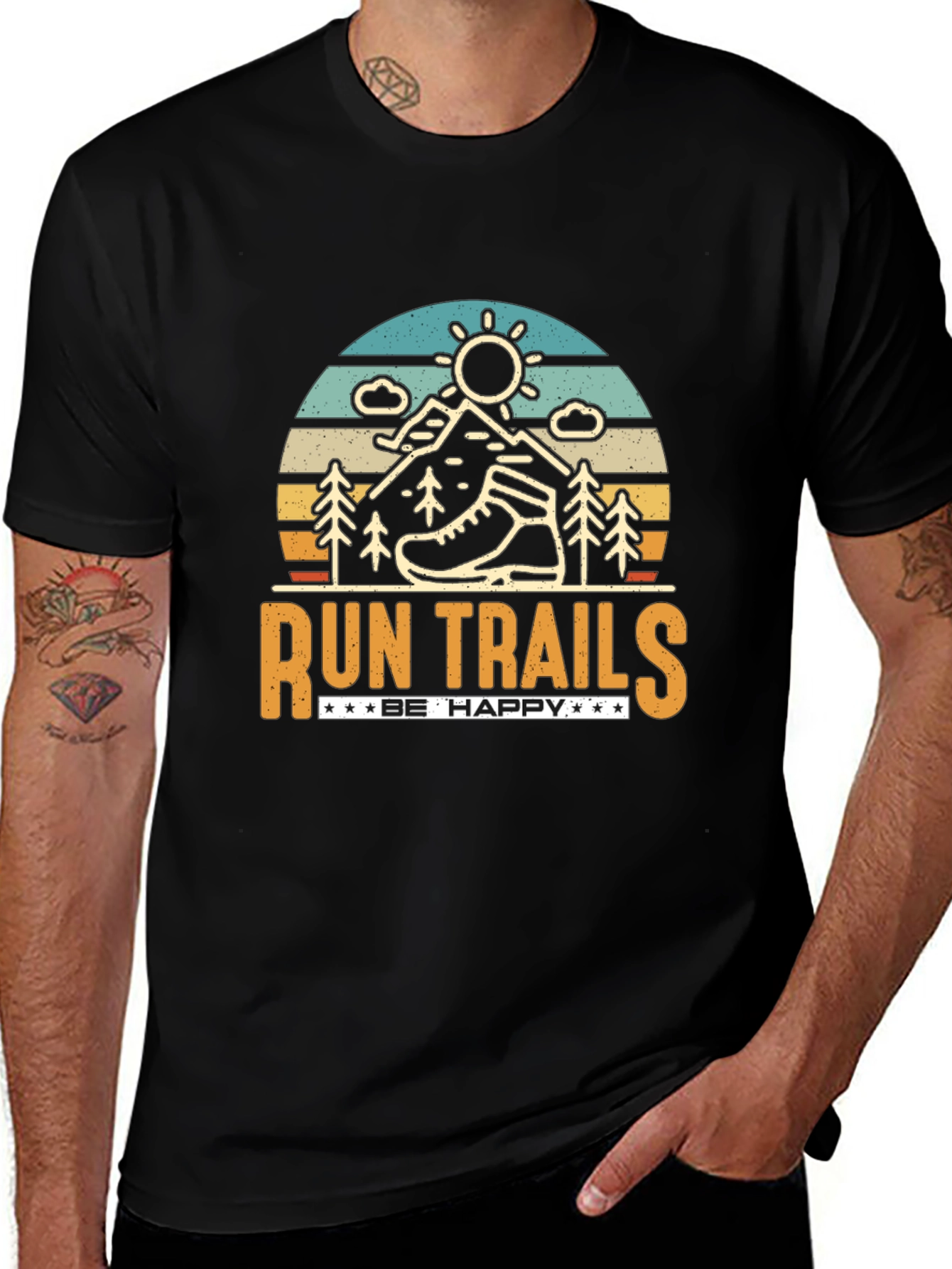 Variant 8 of Run Trails Be Happy Graphic T-Shirt