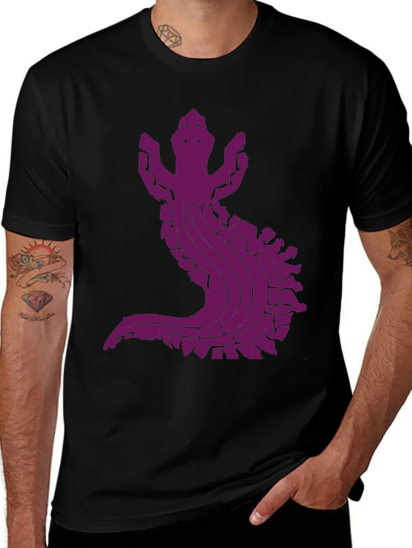 Variant 3 of Purple Gecko Graphic Tee - Black Unisex T-Shirt