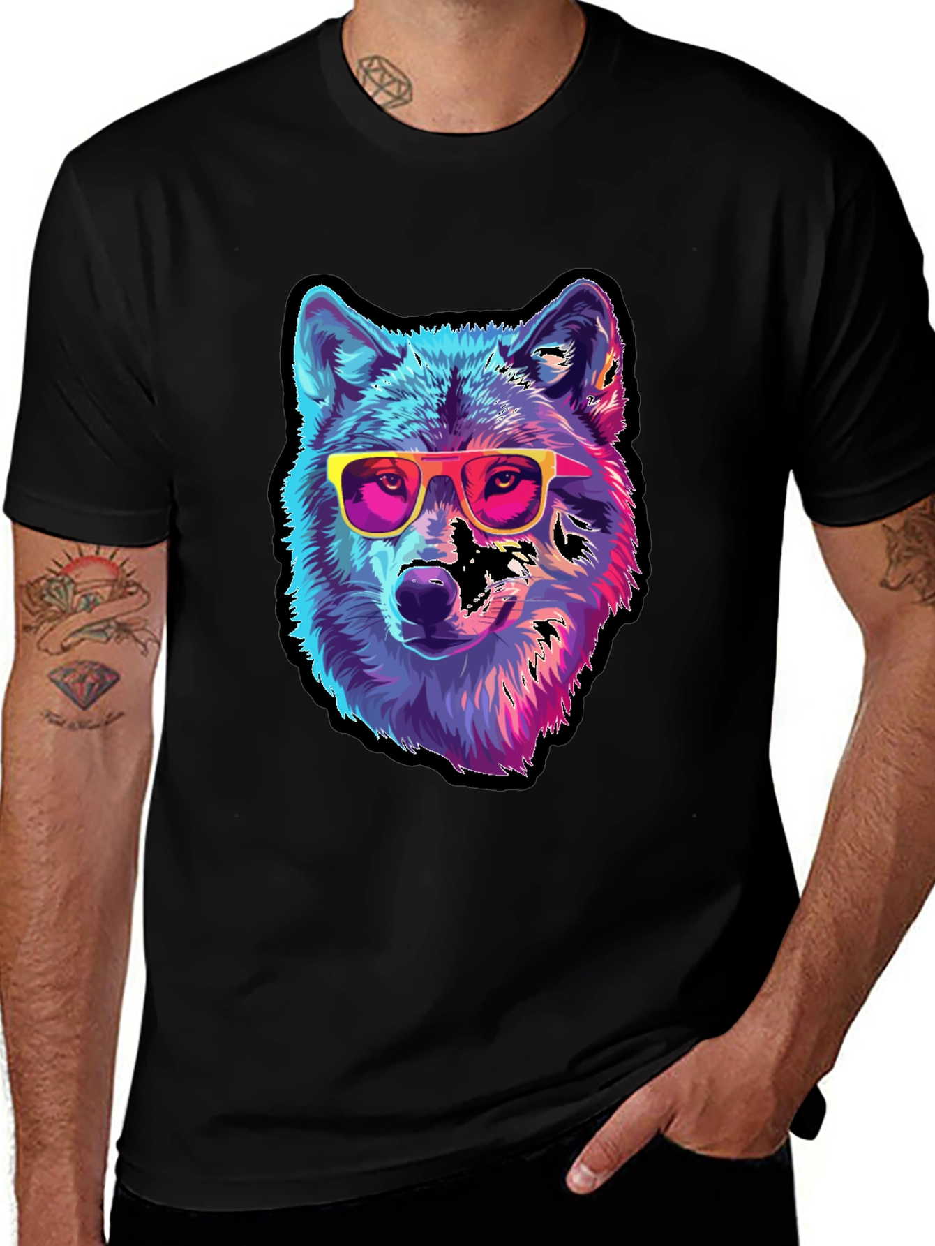 Variant 29 of Cool Wolf Graphic Tee - Black