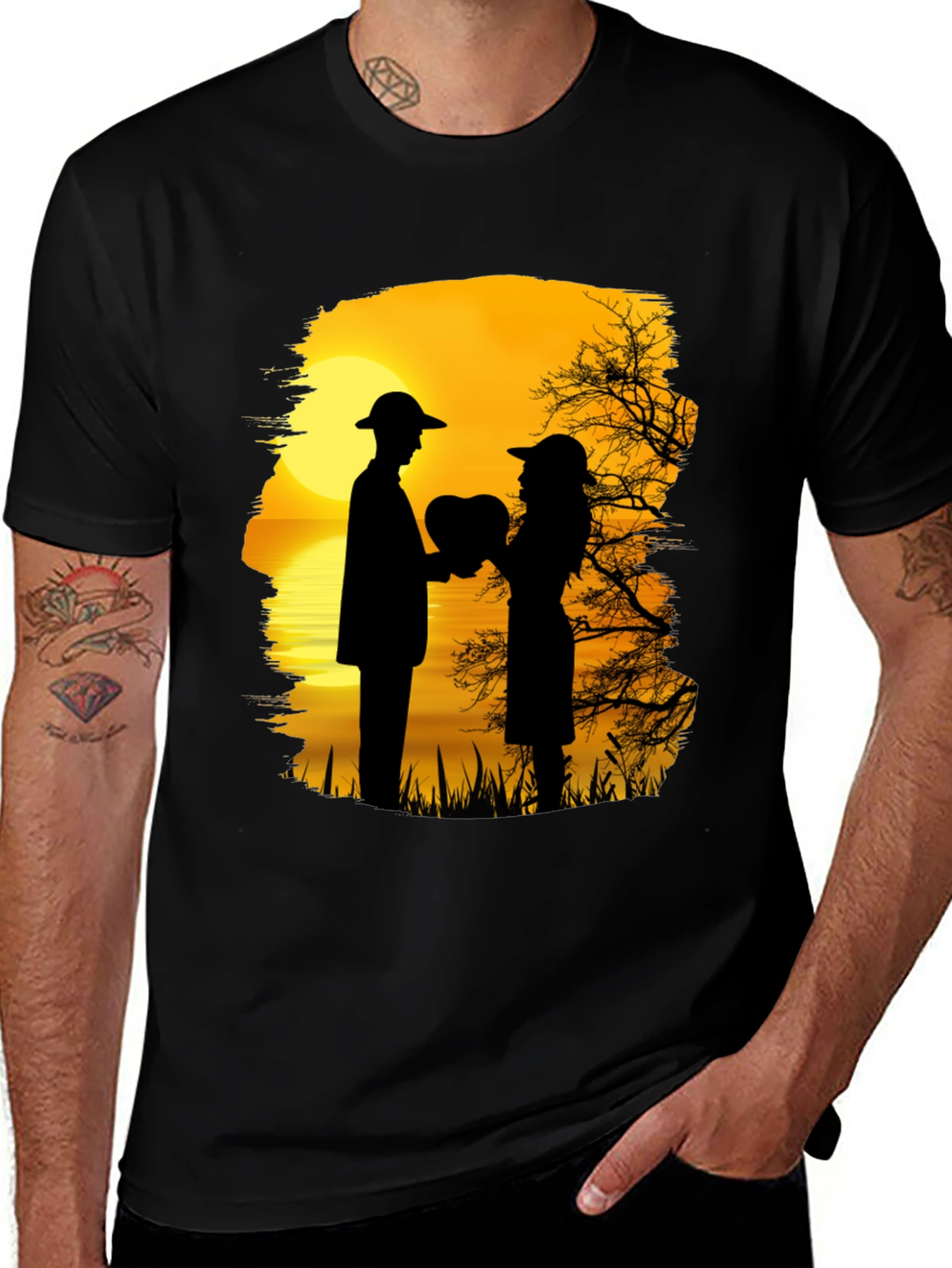 Variant 3 of Romantic Sunset Silhouette T-Shirt