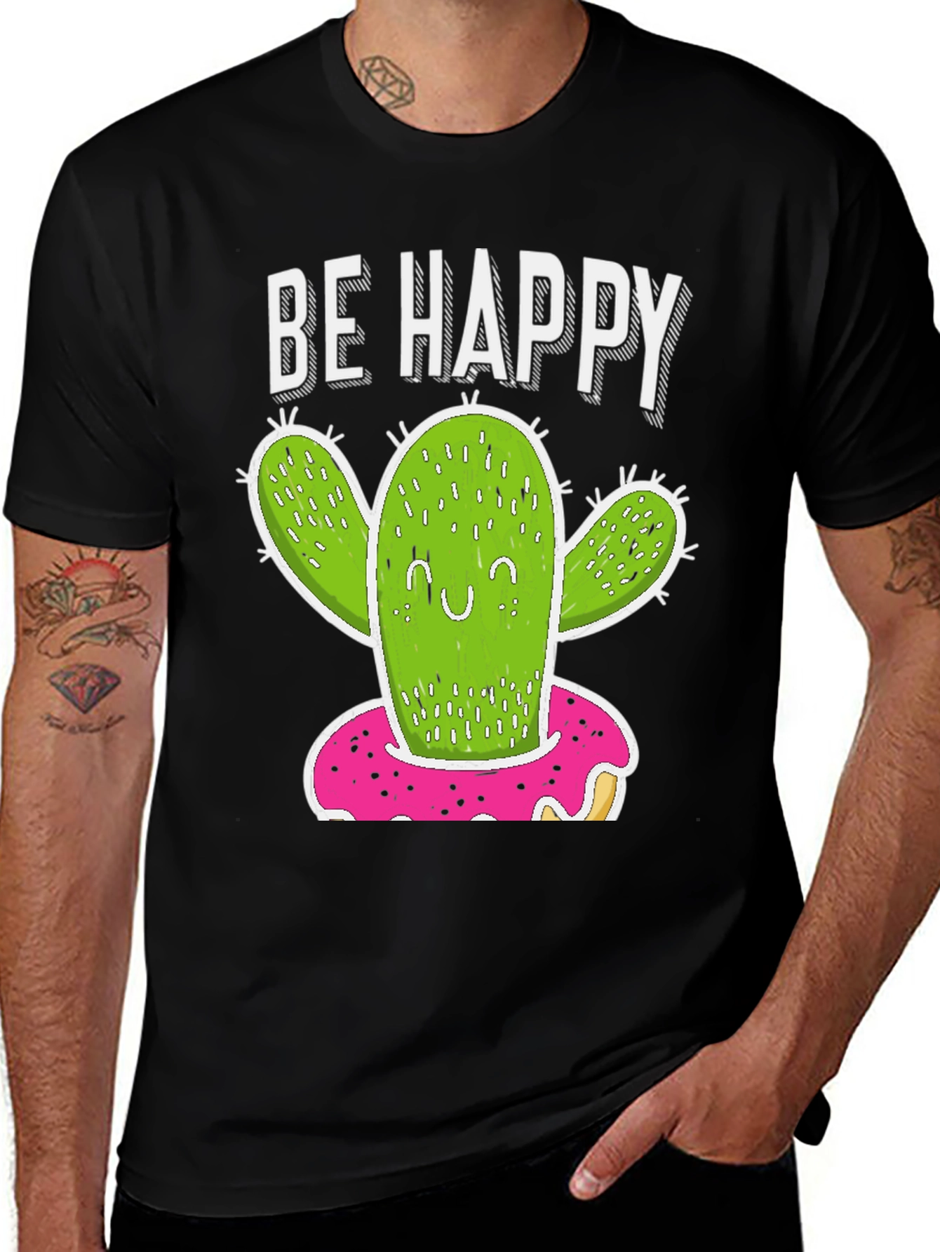 Variant 23 of Be Happy Cactus Donut T-Shirt