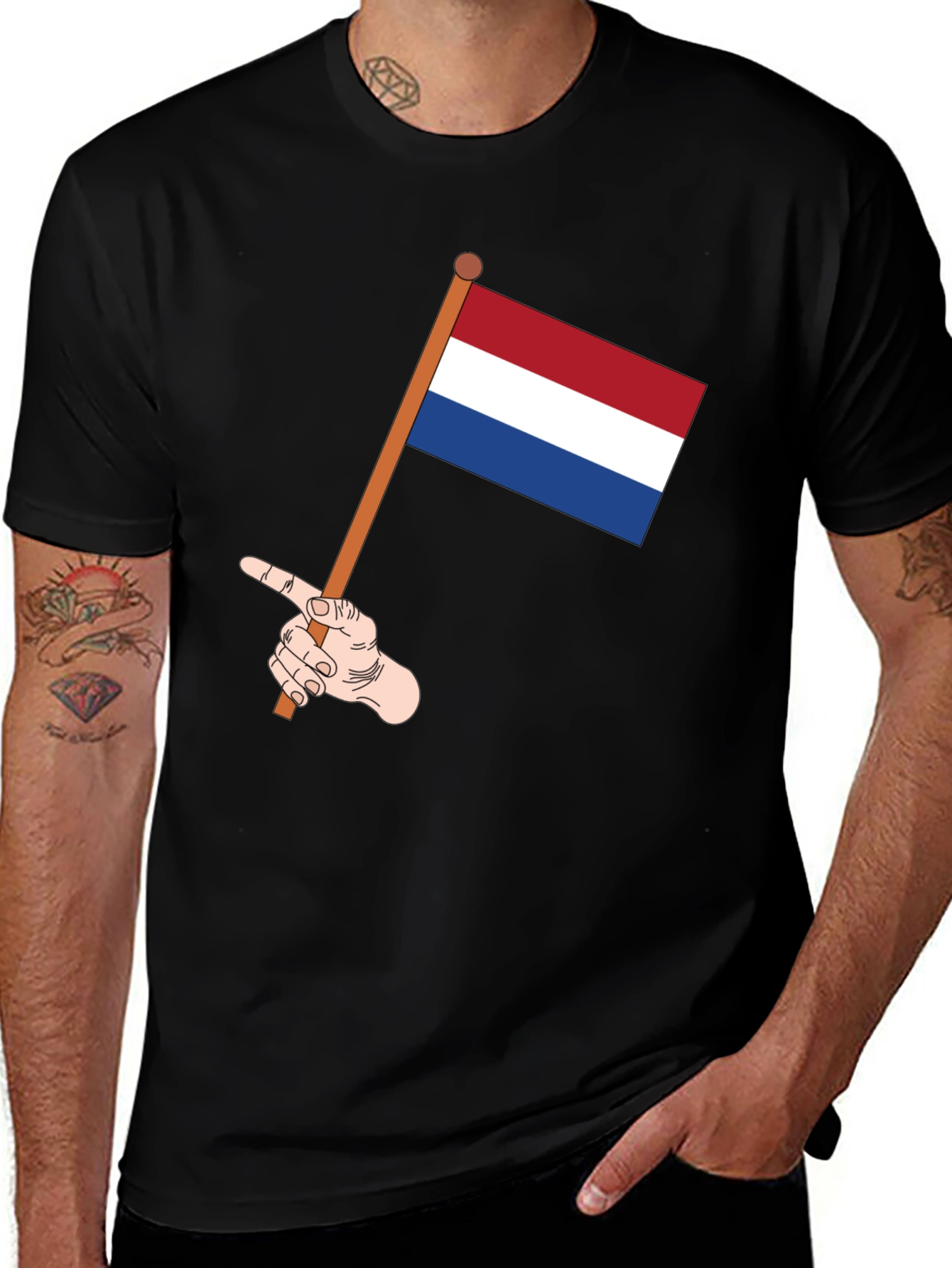 Netherlands Flag T-Shirt - Pointing Hand Graphic Tee