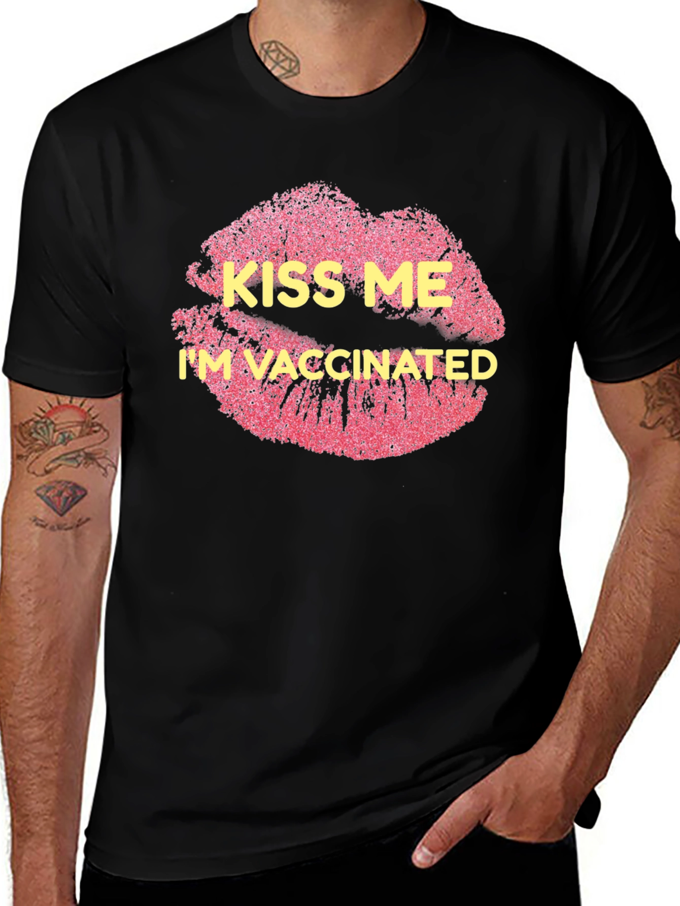 Variant 24 of Kiss Me I'm Vaccinated Black T-Shirt