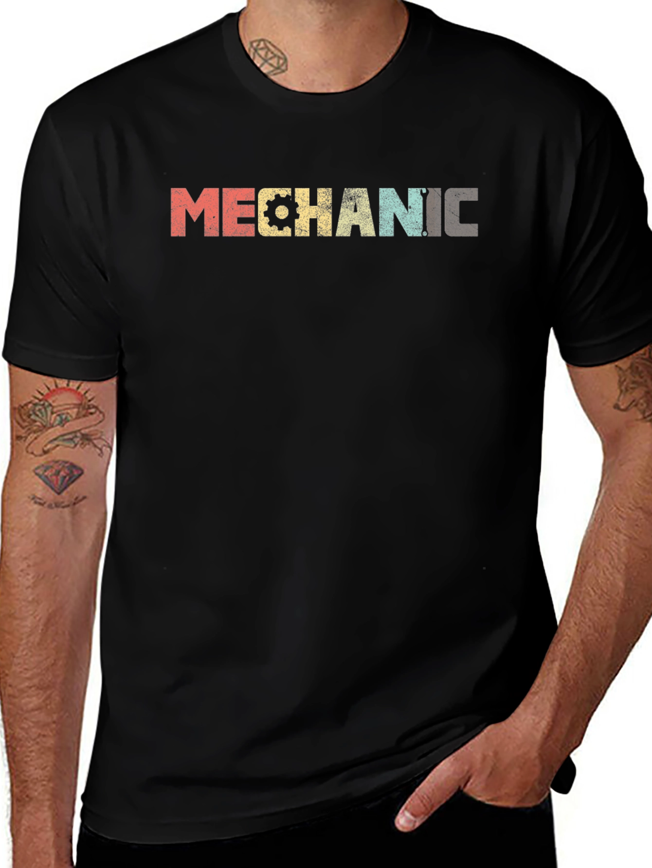 Variant 18 of Retro Mechanic Graphic Tee - Black