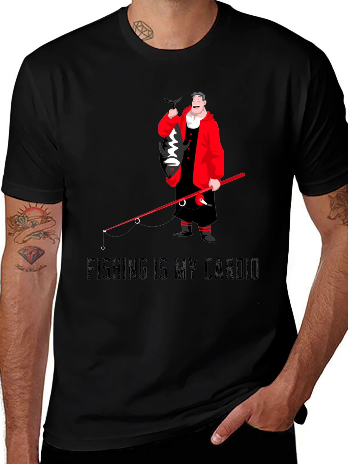 Variant 15 of Fishing Is My Cardio Men's T-Shirt