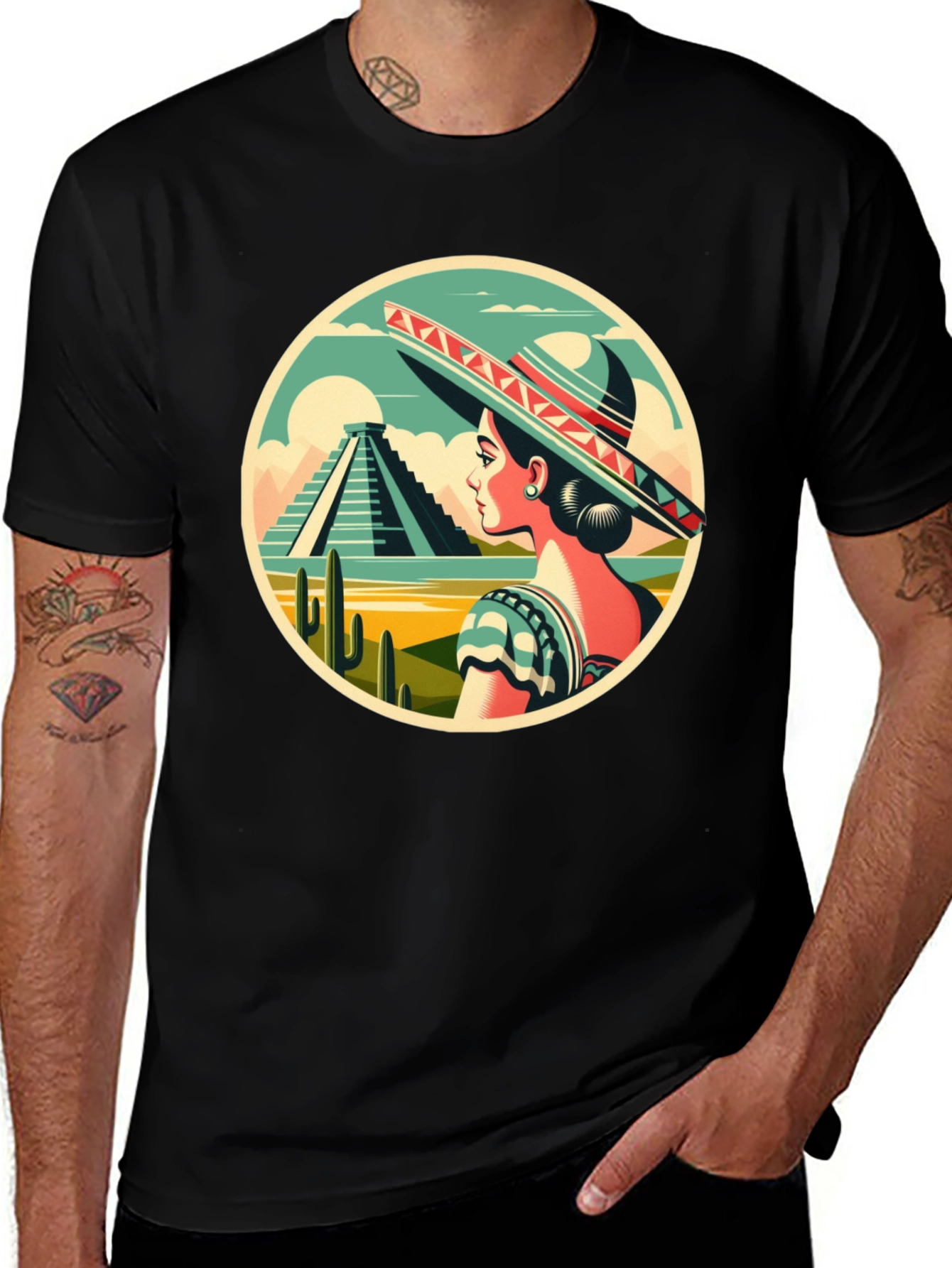 Variant 4 of Mexican Culture T-Shirt - Sombrero Lady