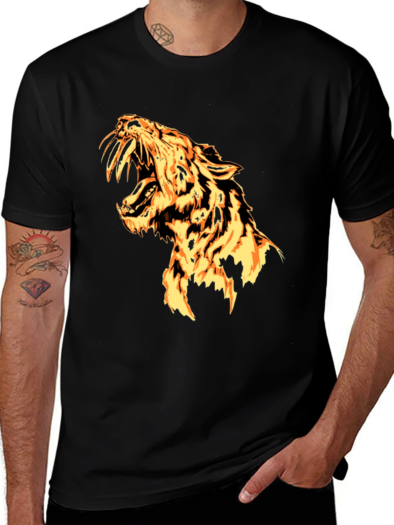 Variant 30 of Fiery Tiger Graphic Tee - Bold Style