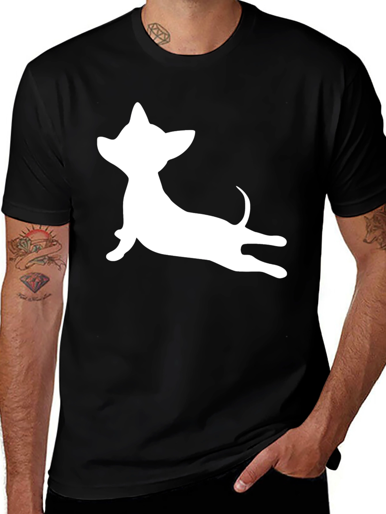 Chihuahua Silhouette T-Shirt - Casual Black Tee