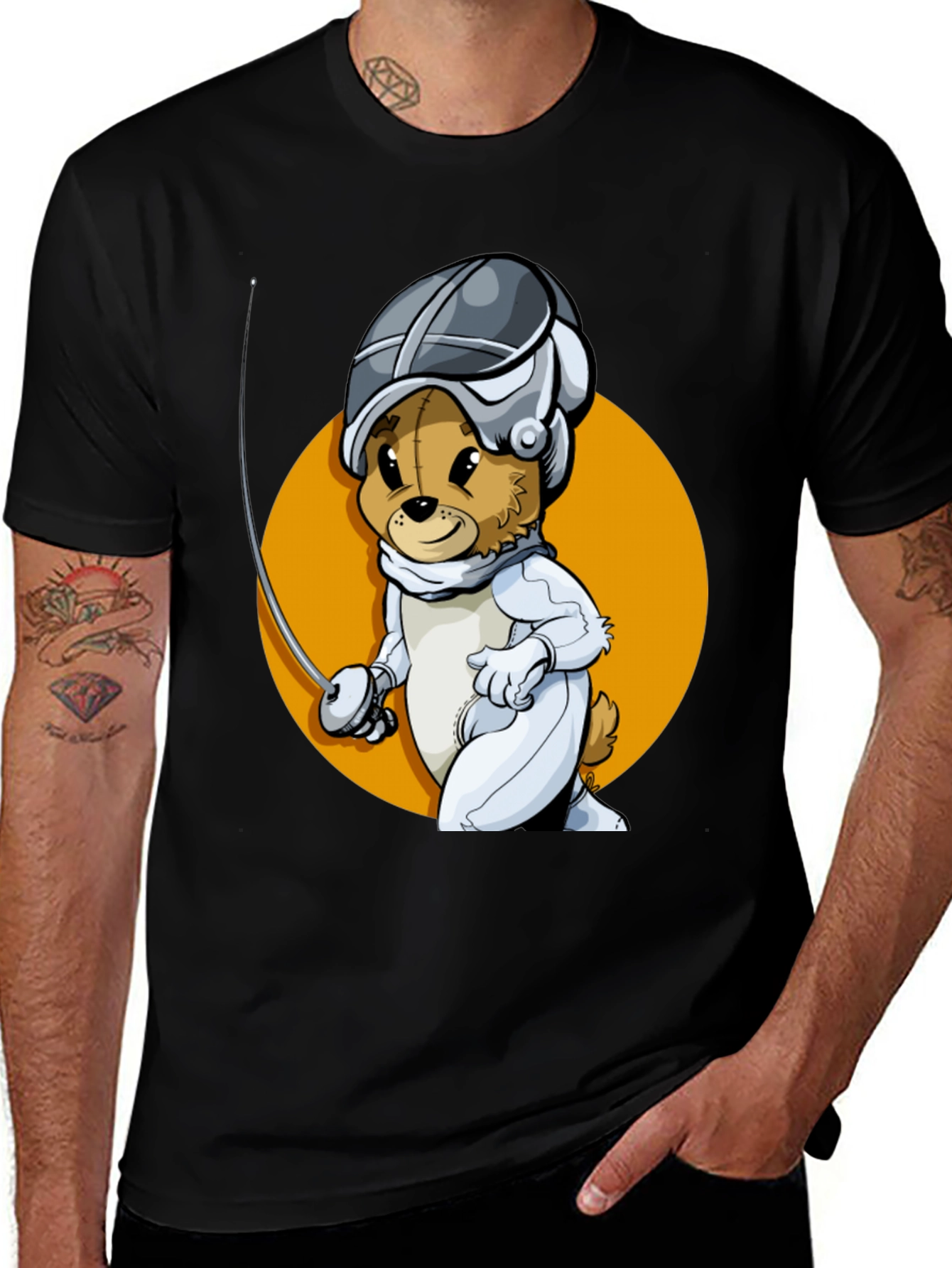 Variant 9 of Fencing Bear T-Shirt - Unique Cartoon Design