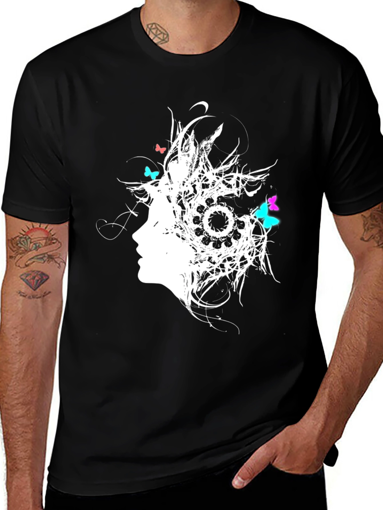 Black Abstract Butterfly Women's Graphic T-Shirt main image