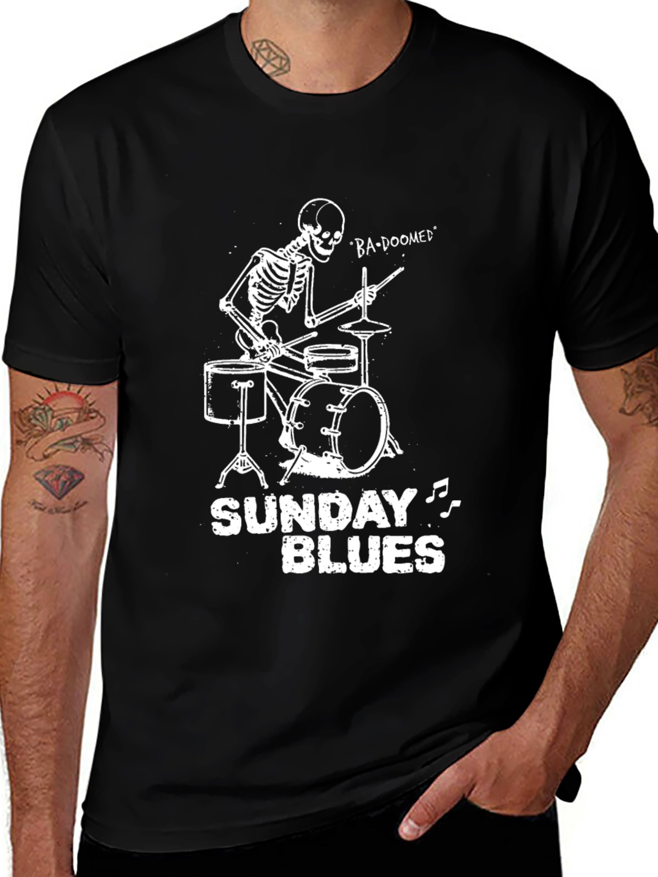 Variant 30 of Skeleton Drummer "Sunday Blues" Graphic Tee