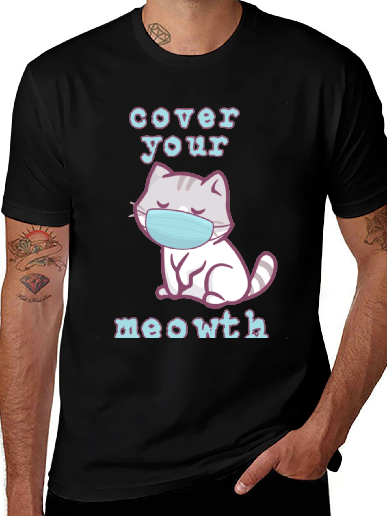 Variant 3 of Cover Your Meowth T-Shirt - Cat Face Mask Tee