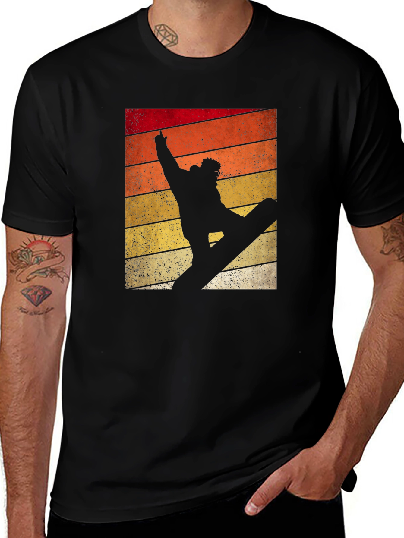Variant 13 of Retro Snowboarder Silhouette Graphic Tee