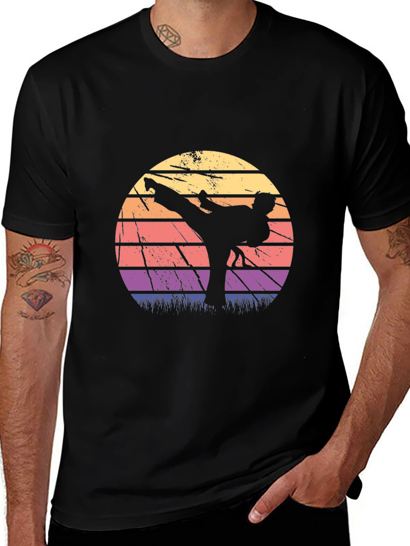 Variant 10 of Retro Karate Sunset Graphic T-Shirt