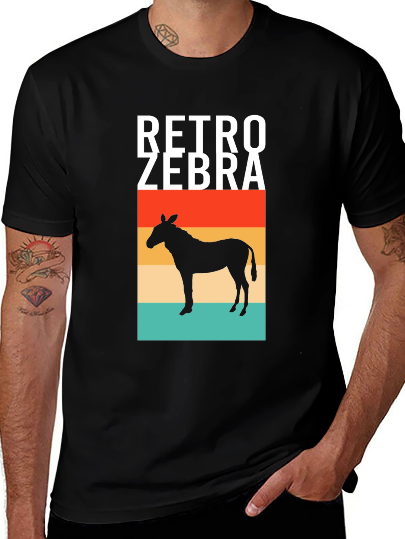 Variant 21 of Retro Zebra Silhouette Graphic Tee - Men's Black T-Shirt