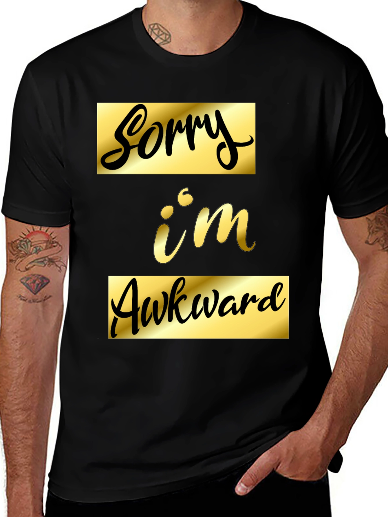 Variant 16 of Sorry I'm Awkward Black Graphic Tee