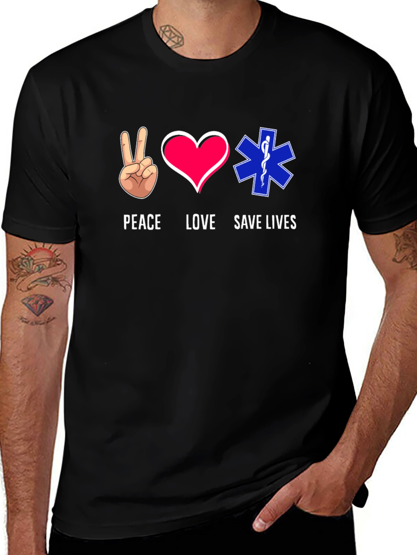 Variant 18 of Peace Love Save Lives Graphic T-Shirt