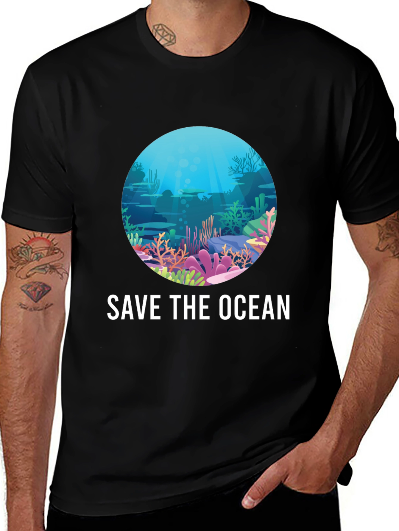 Variant 20 of Save the Ocean Graphic Tee - Black