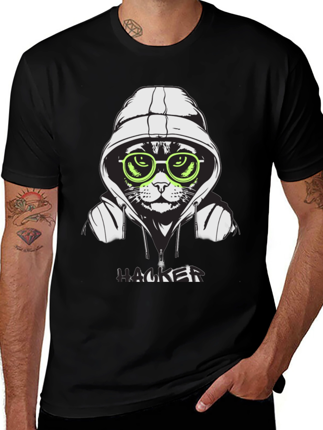 Variant 29 of Hacker Cat T-Shirt - Cool Graphic Tee