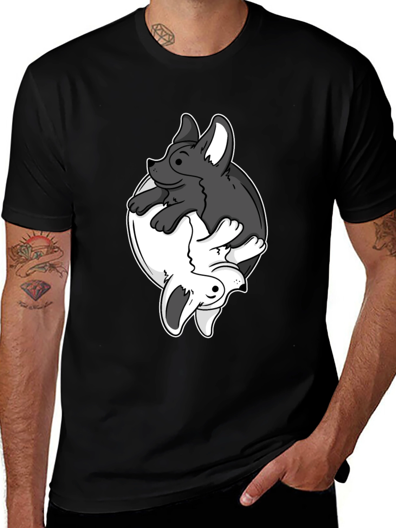 Variant 2 of Yin Yang Corgi Graphic Tee - Balance & Style