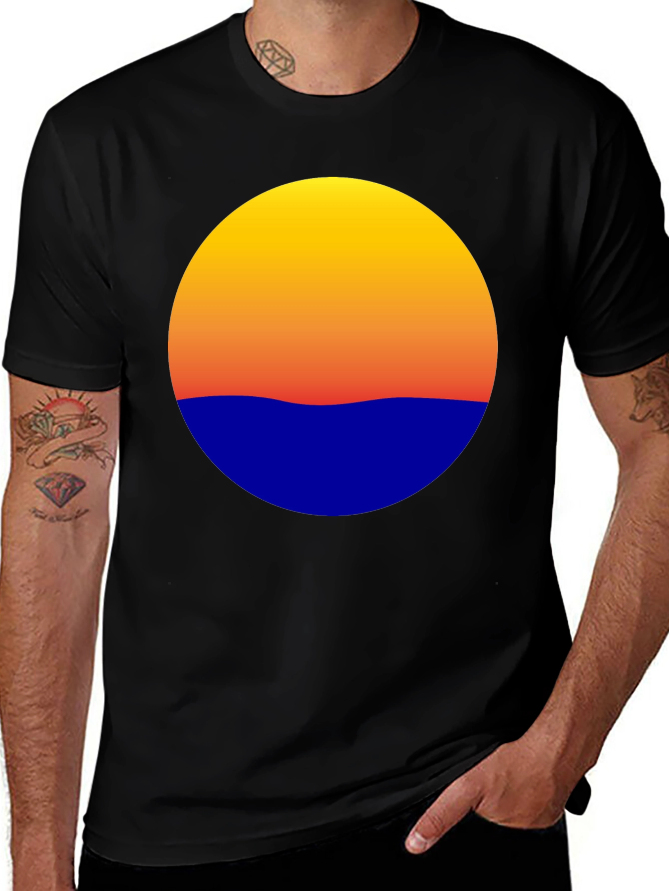 Variant 25 of Sunset Graphic T-Shirt - Vibrant Colors, Casual Style