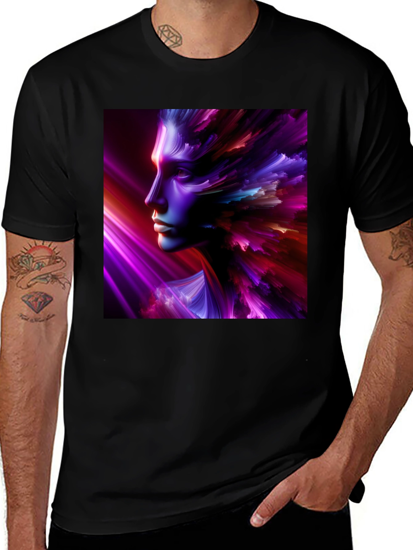 Variant 20 of Abstract Face Graphic Black T-Shirt