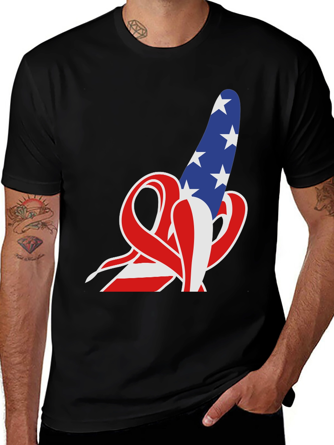 Variant 15 of American Flag Rude Finger Gesture T-Shirt