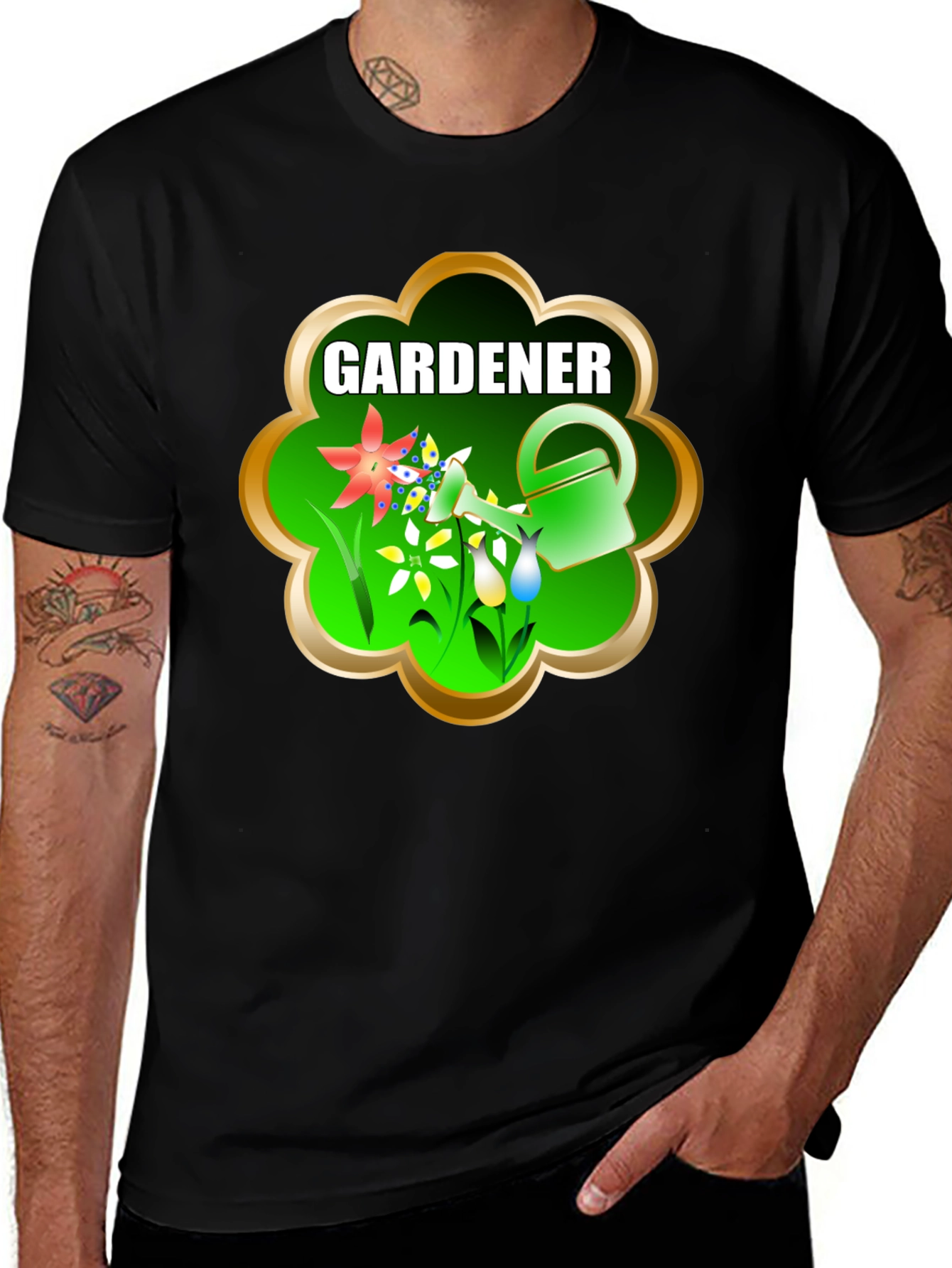 Variant 12 of Gardener Graphic T-Shirt - Black Cotton Tee
