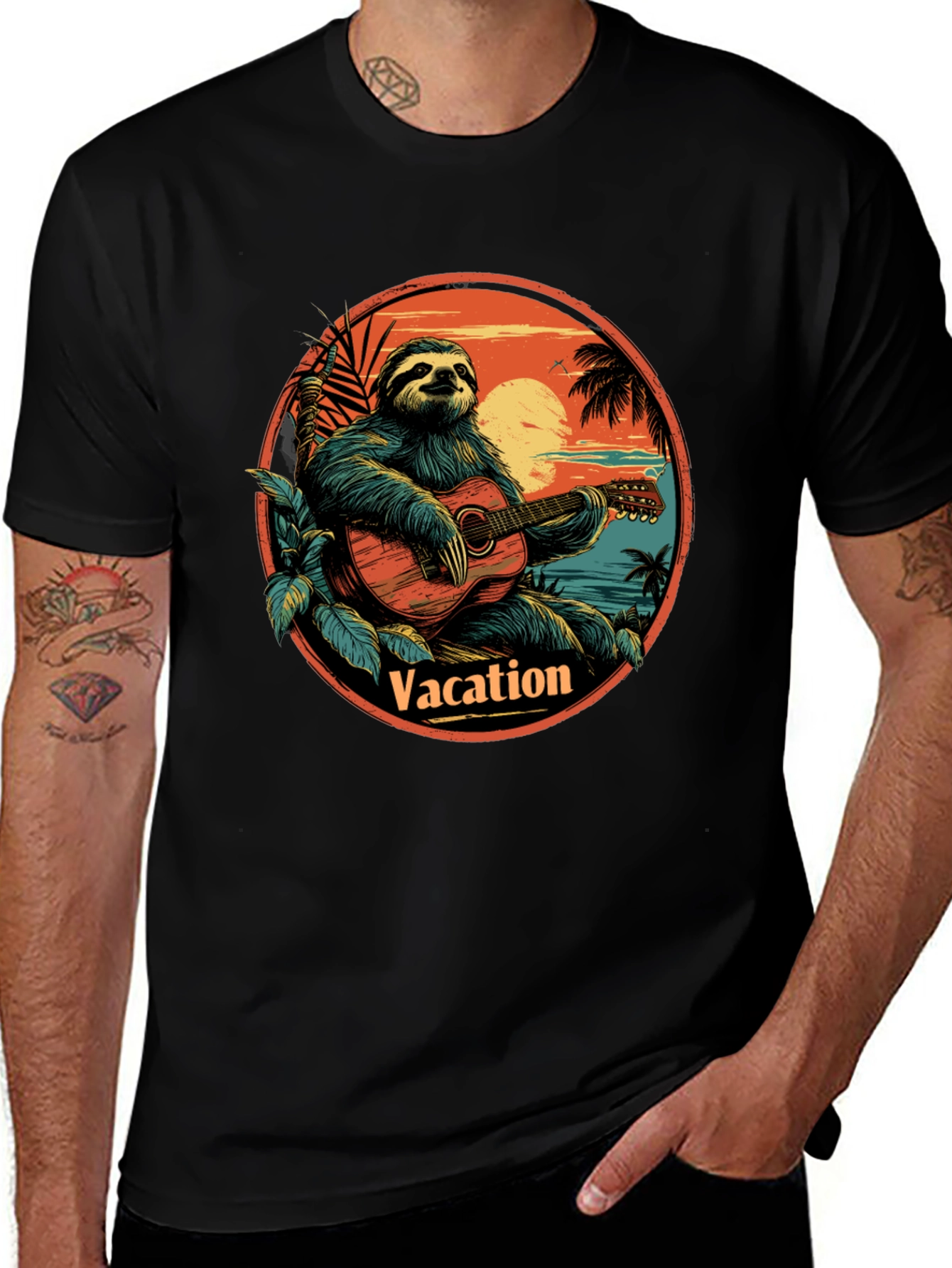 Variant 17 of Vacation Sloth Guitar T-Shirt
