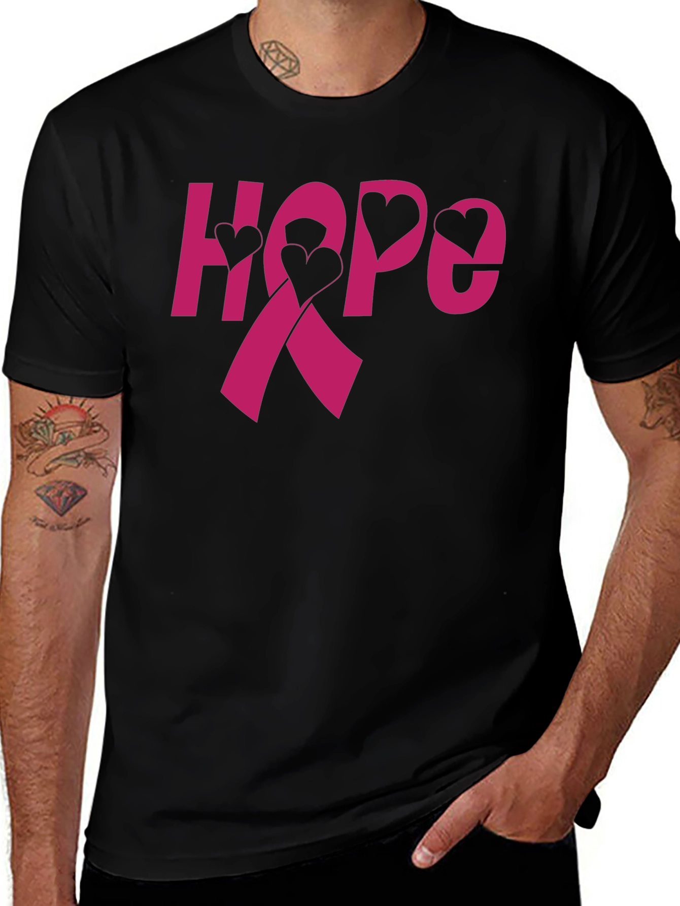 Variant 24 of Hope Ribbon Heart T-Shirt - Breast Cancer Awareness