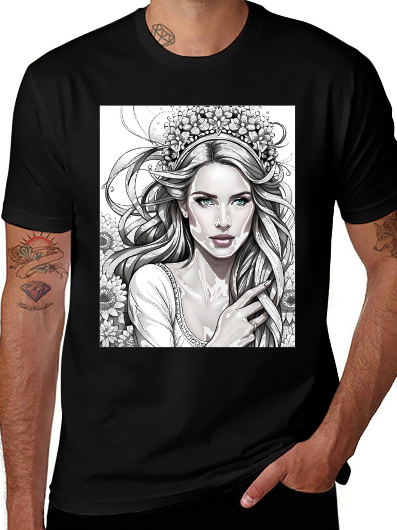 Variant 13 of Queenly Portrait Black T-Shirt