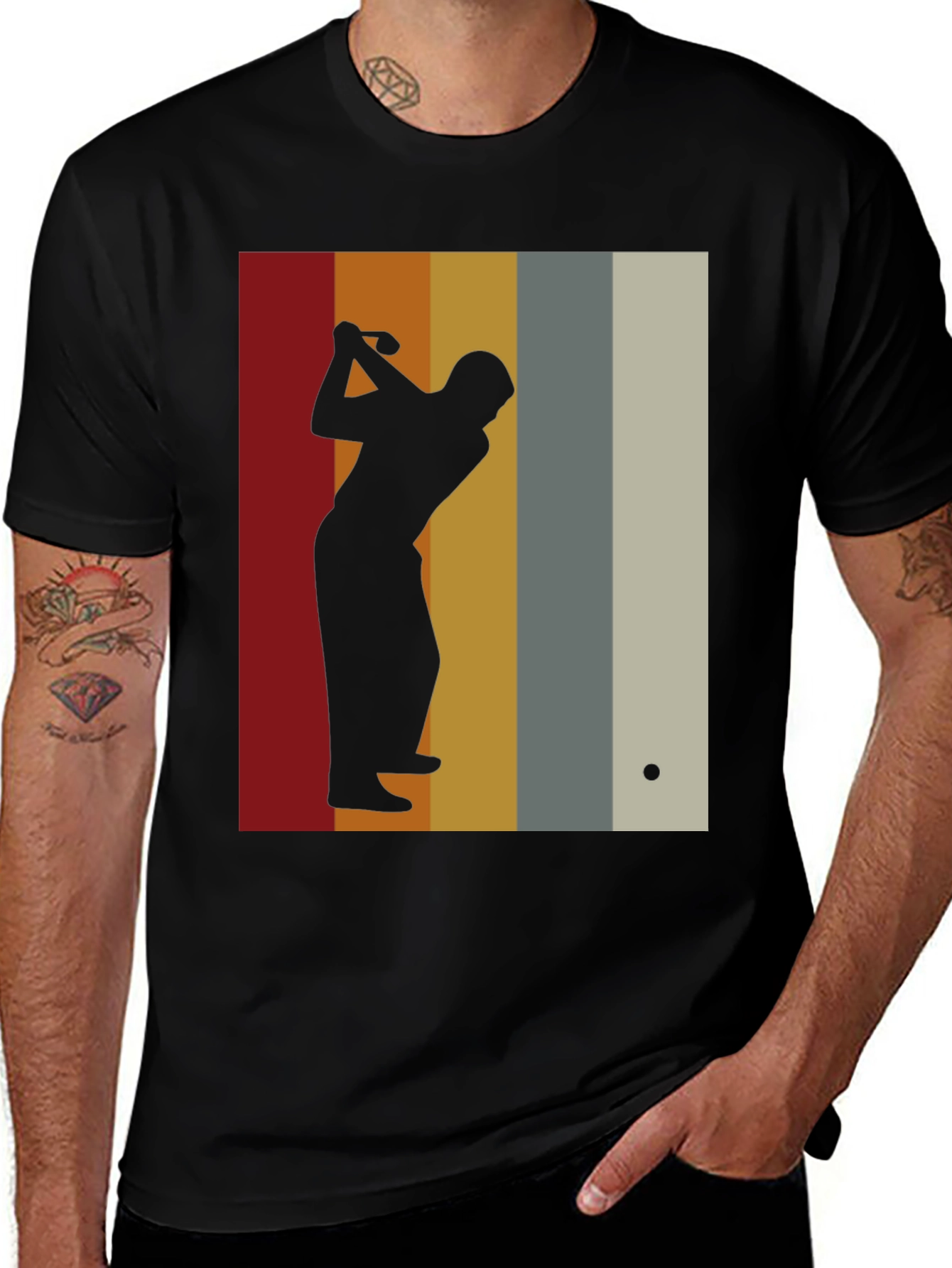 Variant 17 of Retro Golfer Silhouette T-Shirt - Vintage Style Tee