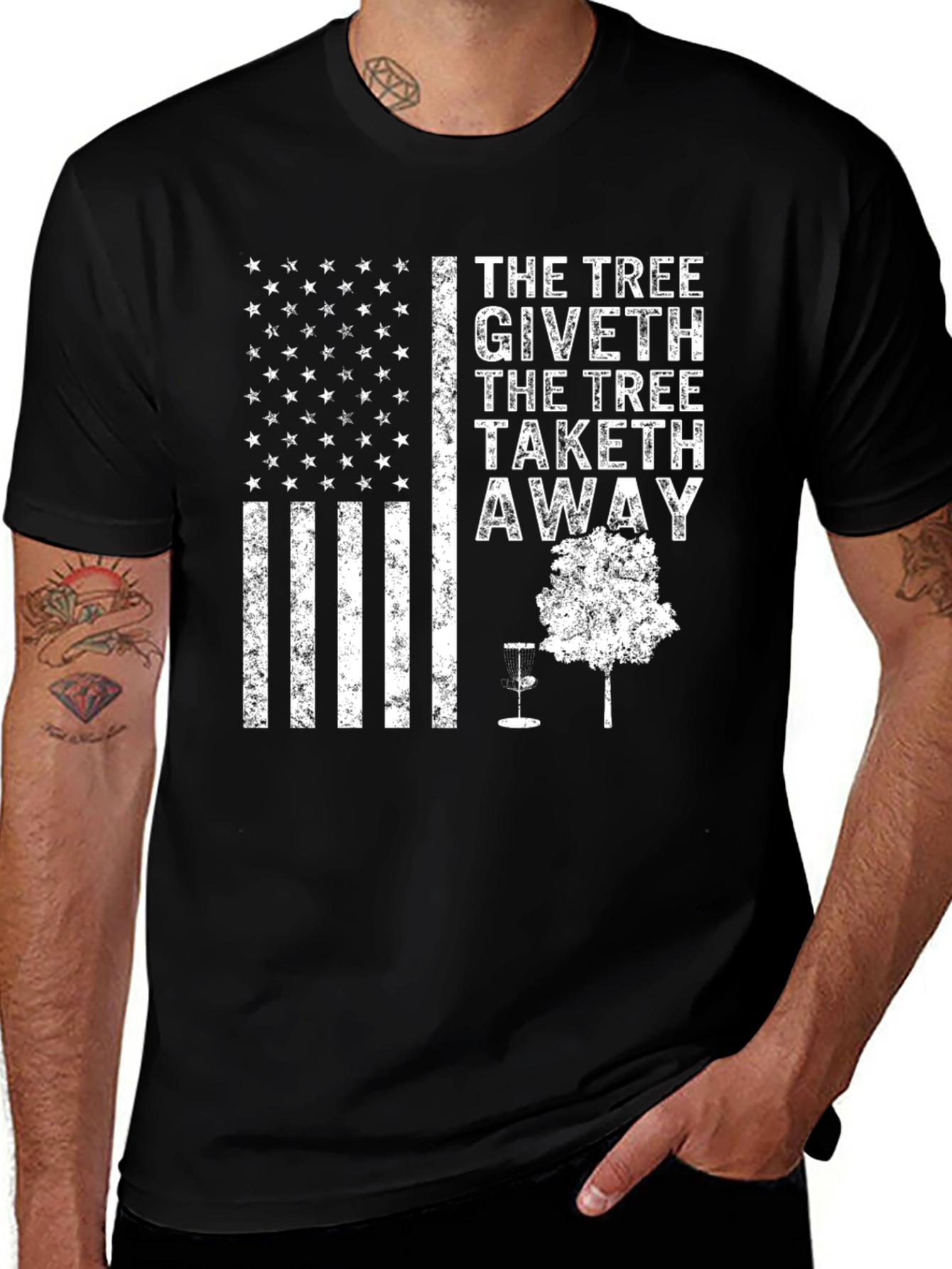 Variant 20 of The Tree Giveth Funny Disc Golf T-Shirt