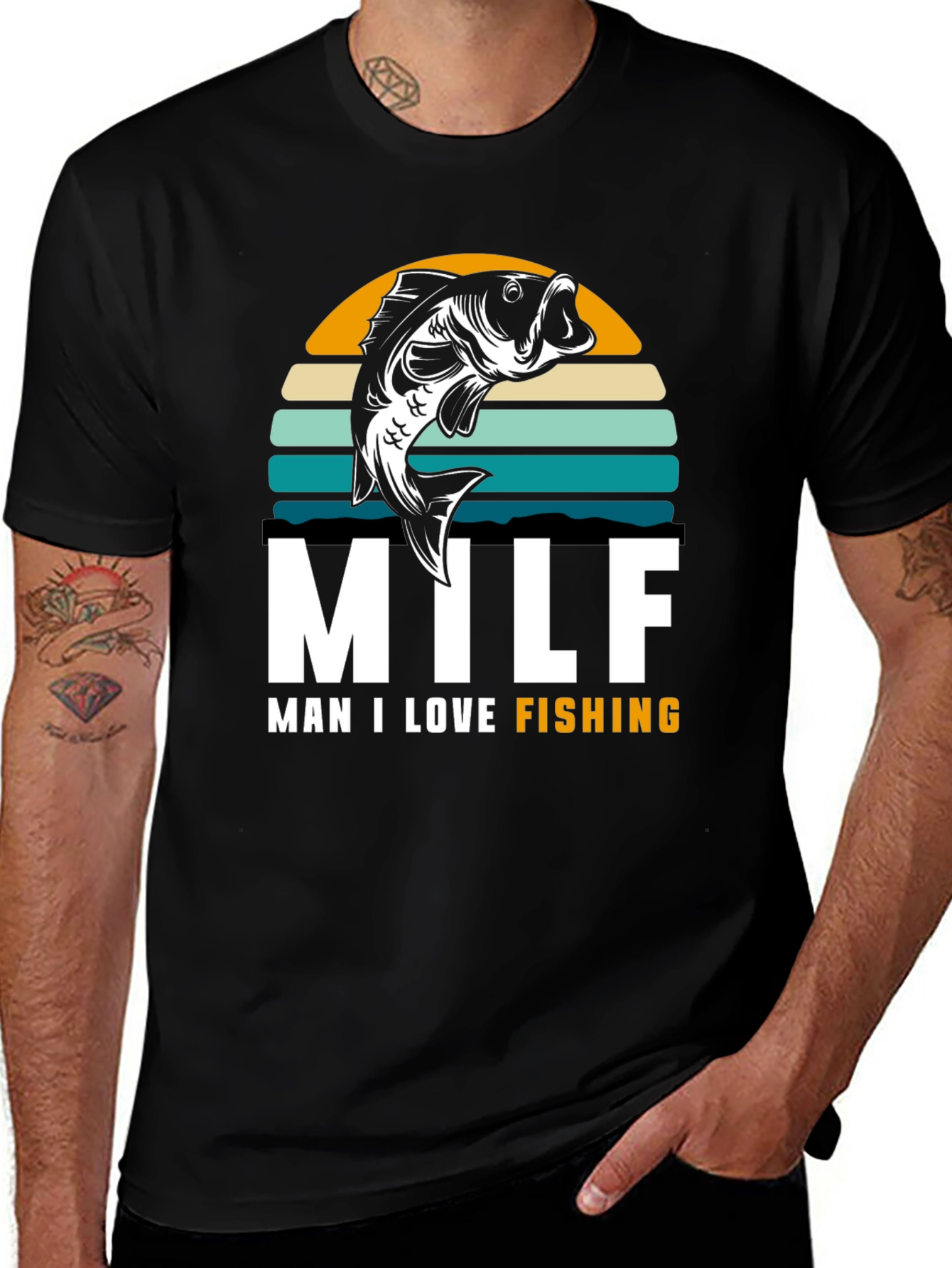 Variant 8 of MILF Man I Love Fishing Graphic Tee - Black