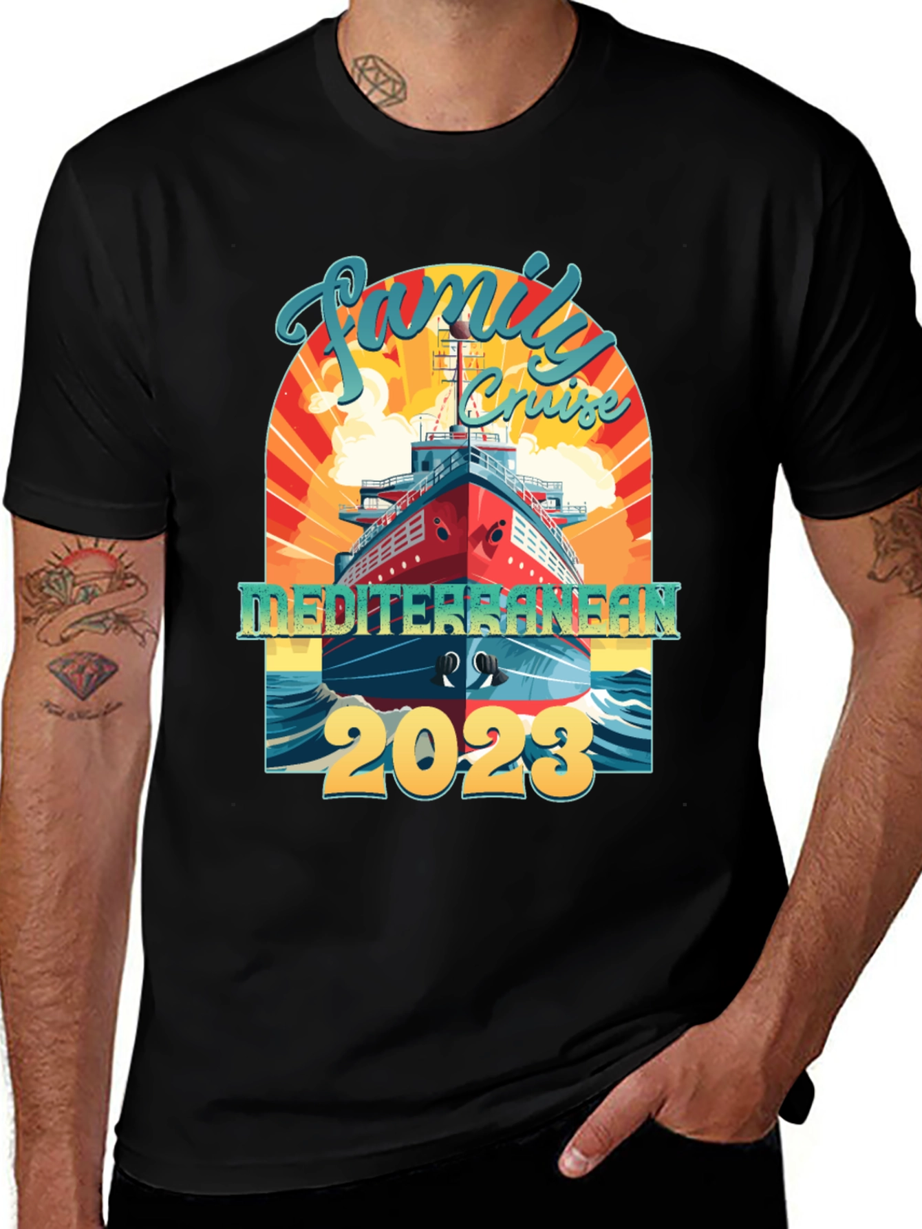 Variant 4 of Family Mediterranean Cruise 2023 T-Shirt