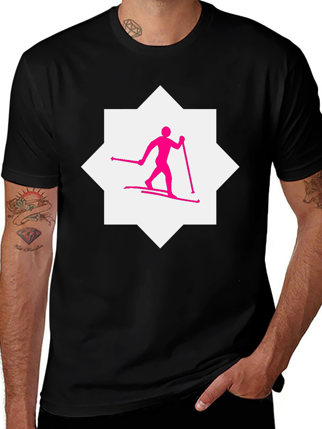 Variant 21 of Skiing Graphic Tee - Sporty Black T-Shirt