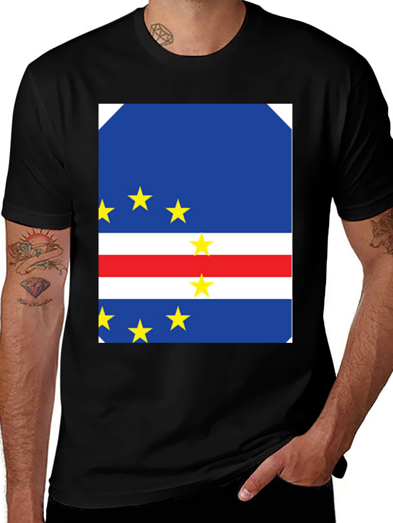 Cape Verde Flag T-Shirt - Black Cotton Tee