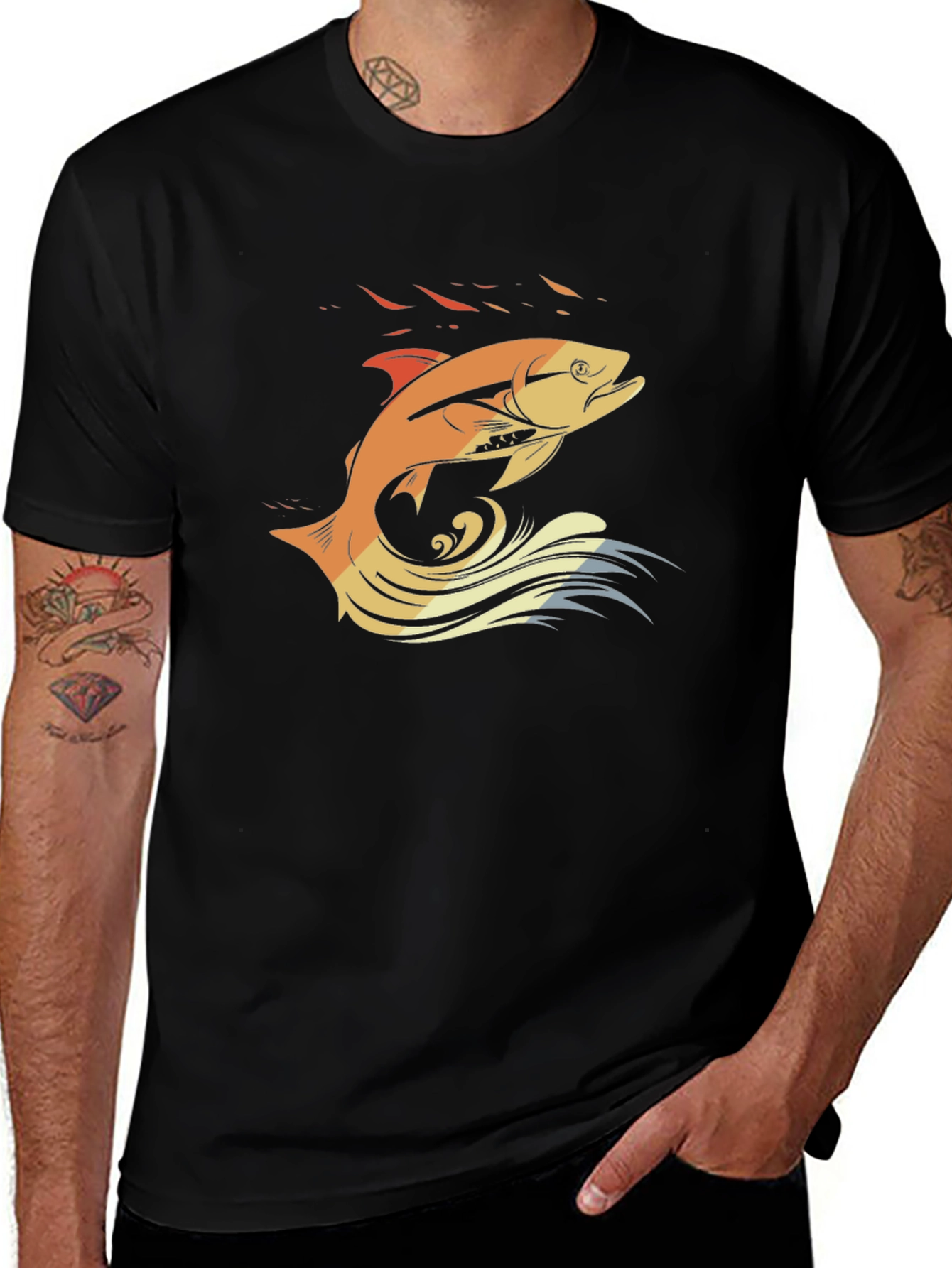 Variant 26 of Fishing T-Shirt: Retro Fish Design