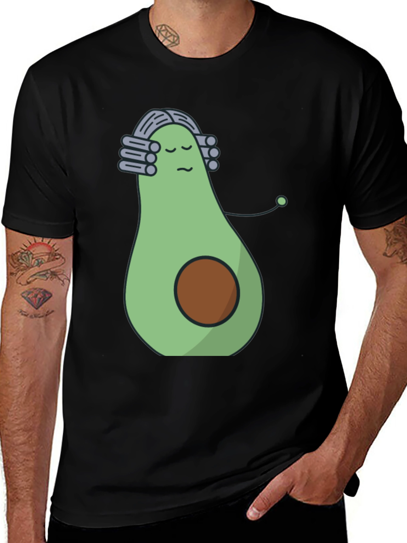 Variant 5 of Avocado Musician Black T-Shirt - Funny Foodie Tee