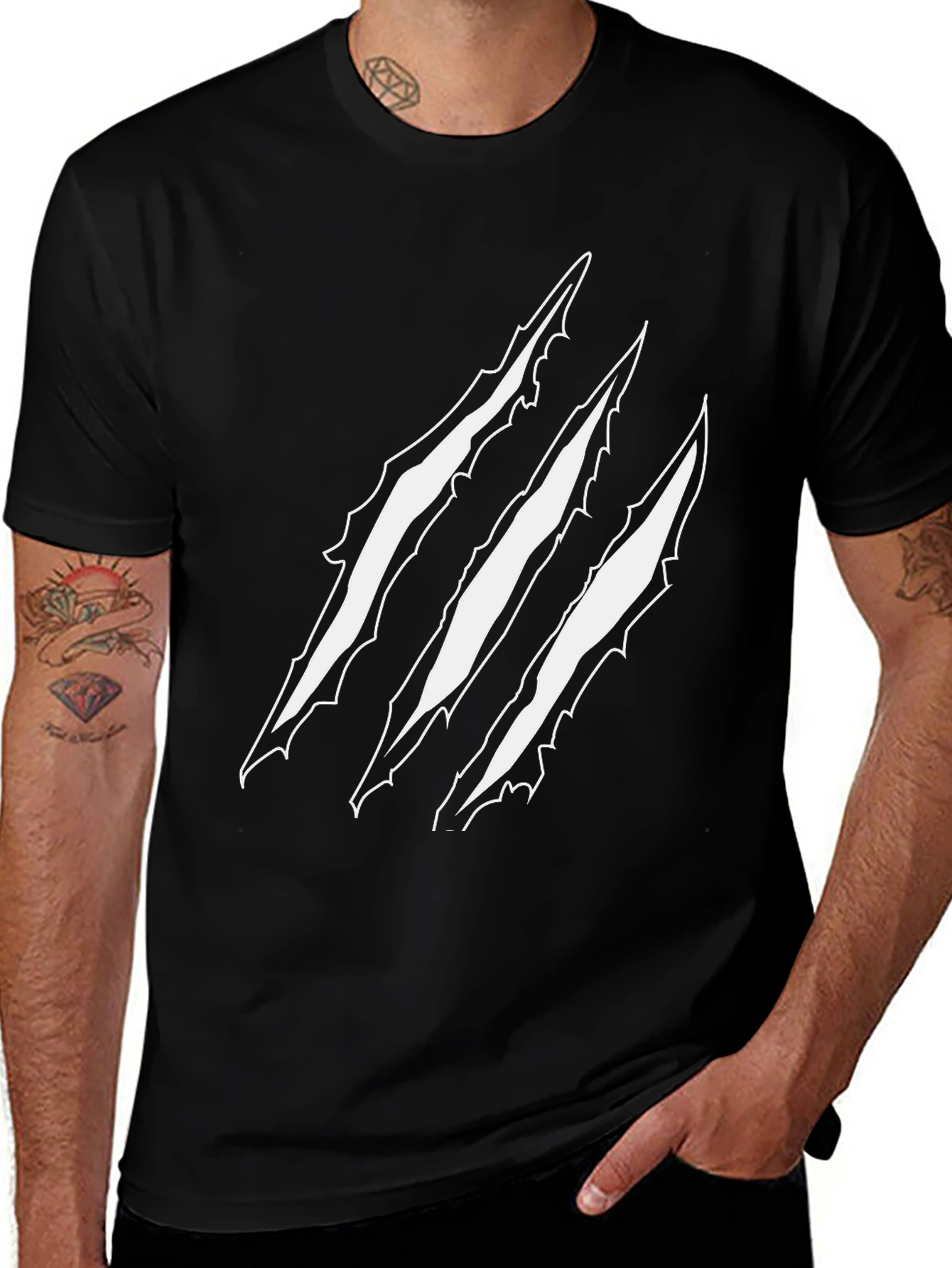 Variant 16 of Claw Mark Tee - Graphic Print Black T-Shirt