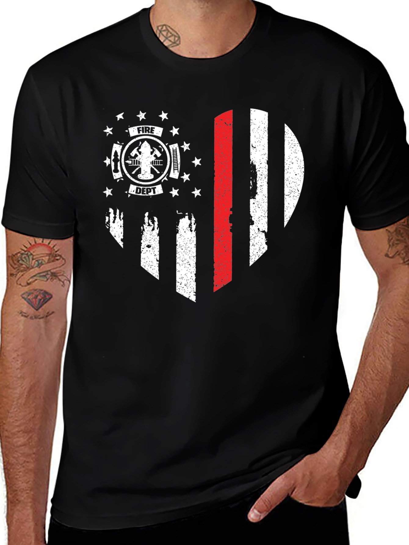 Variant 21 of Firefighter T-Shirt - Thin Red Line Heart Flag