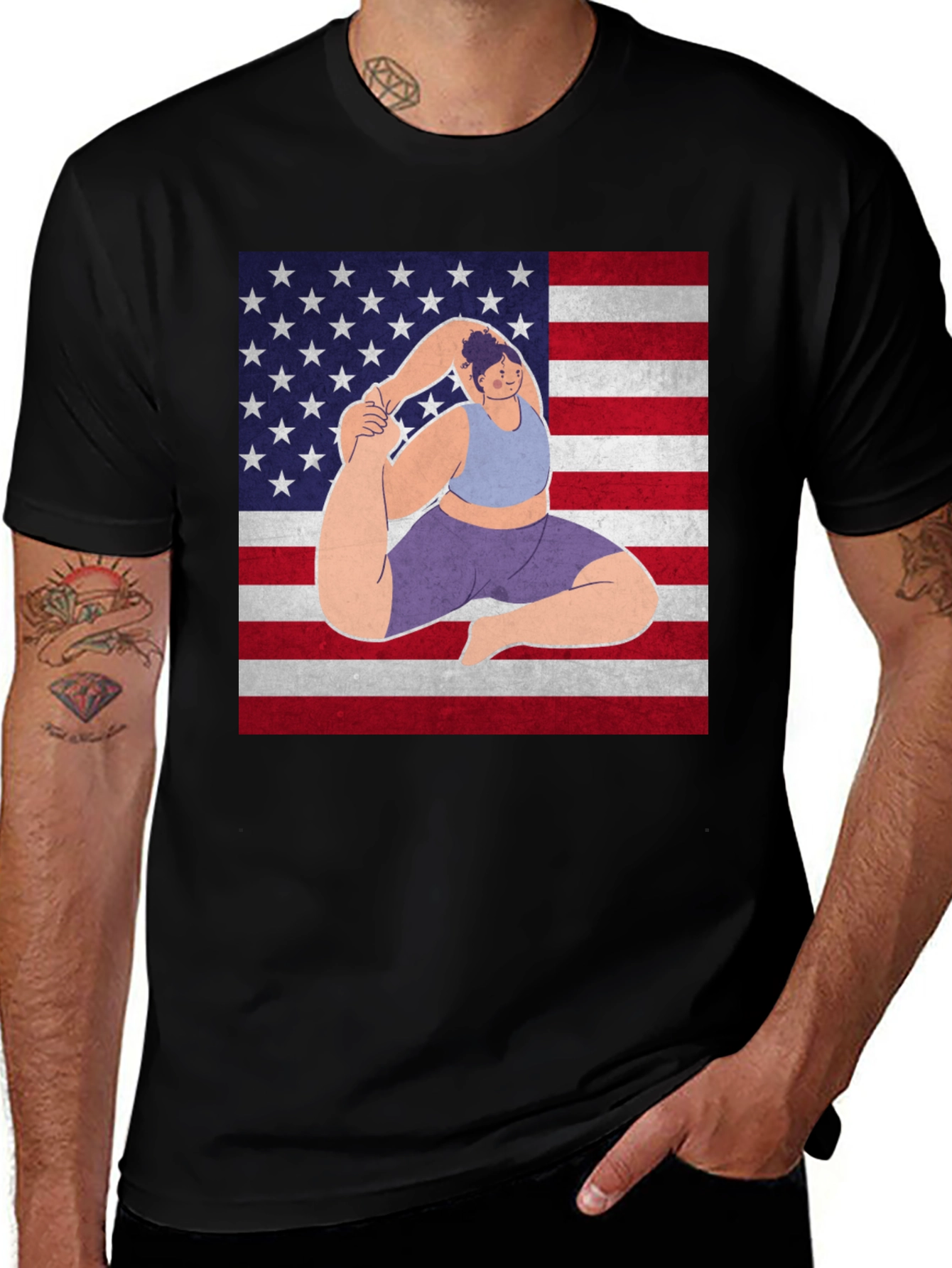Yoga American Flag Graphic Tee