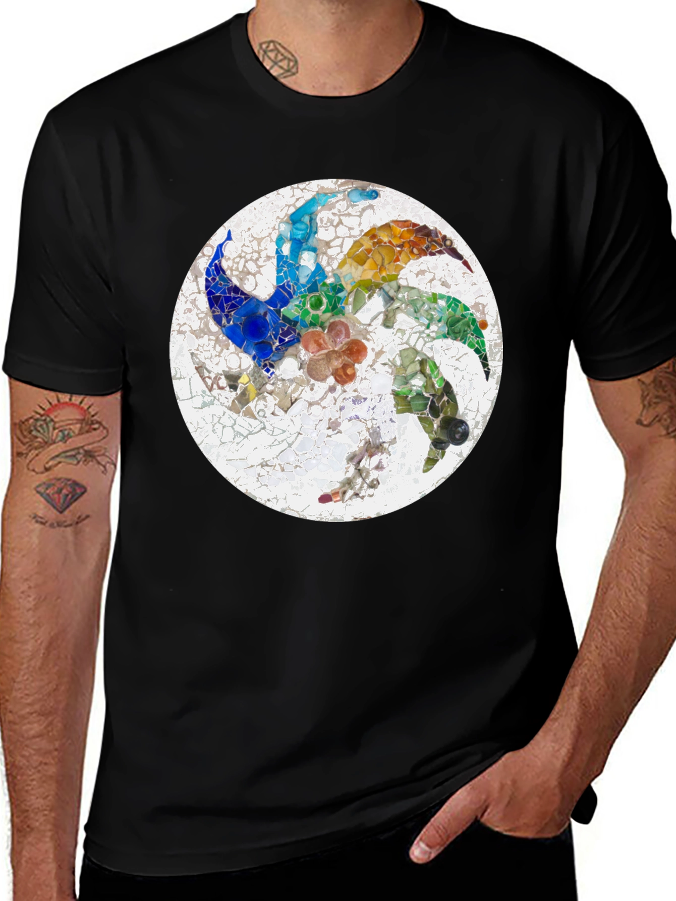 Variant 27 of Mosaic Circle Graphic Tee - Unique Art Shirt